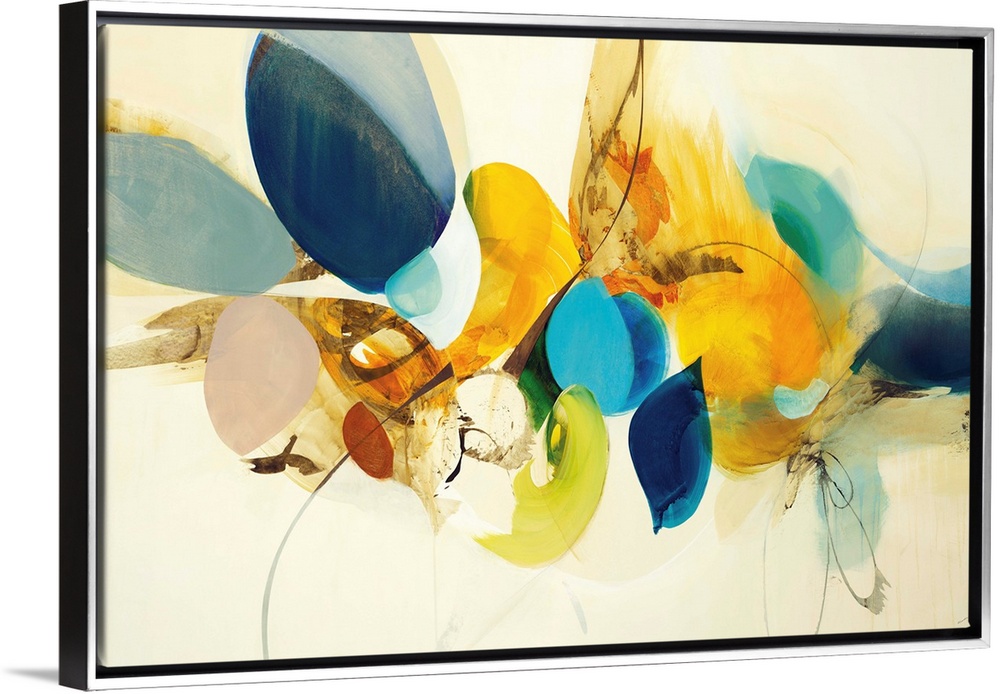 Contemporary abstract painting using vibrant bold colors.