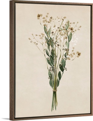 Vintage Dried Bunch I printed as a Stretched Canvas, Walnut Floating Frame