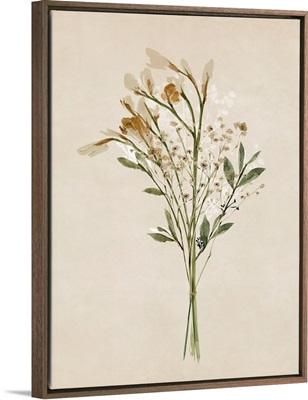 Vintage Dried Bunch II printed as a Stretched Canvas, Walnut Floating Frame
