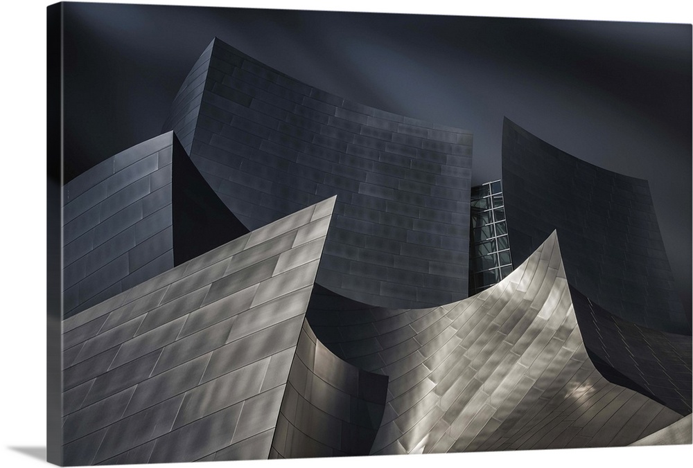The unusual curves and angles of the Walt Disney Concert Hall in Los Angeles.