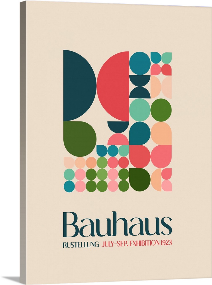 A mid-century style poster advertising Bauhaus