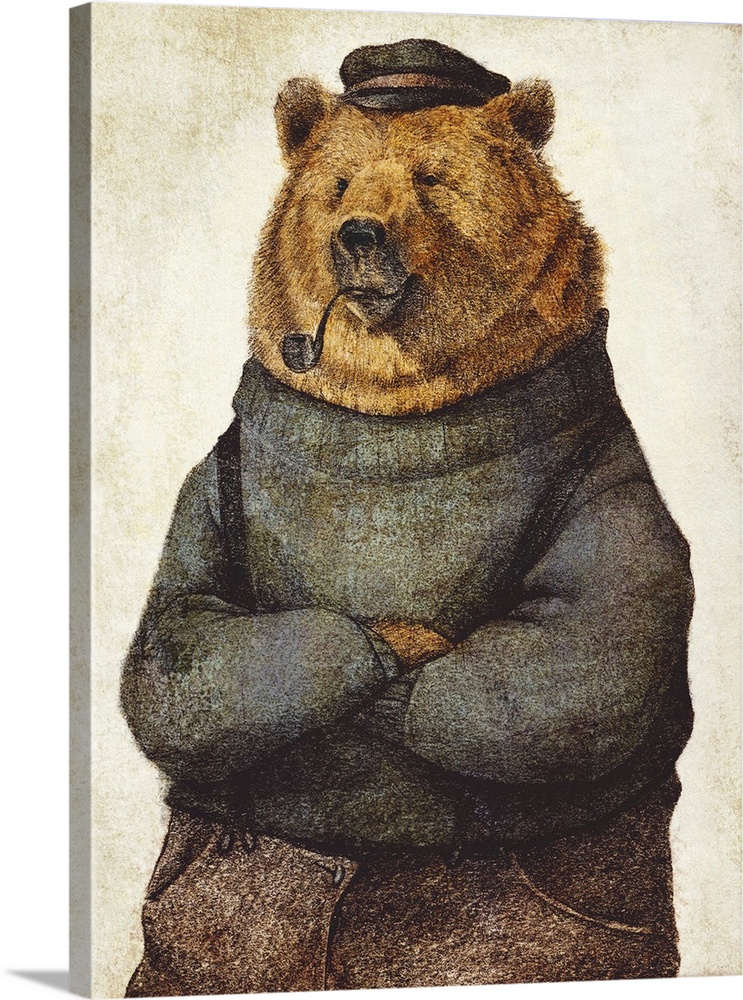 Bear Dressed In A Sweater And Cap