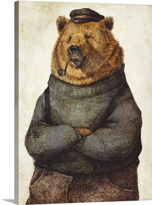 Bear Dressed In A Sweater And Cap