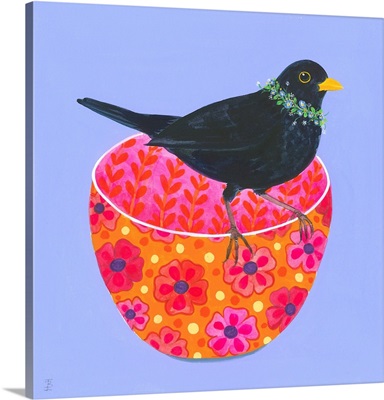Blackbird And Decorative Bowl