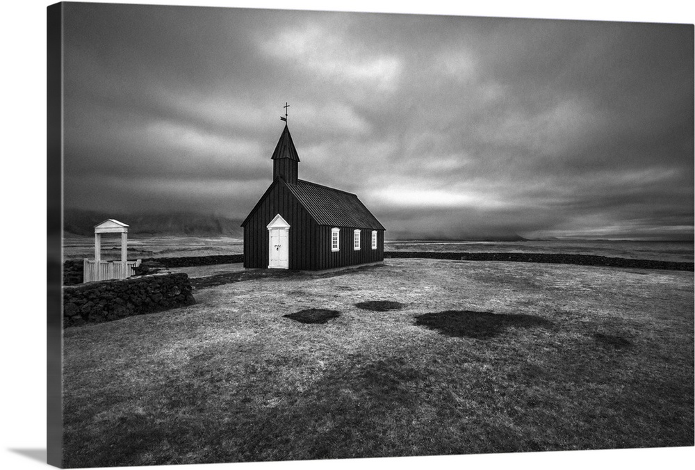 An old church in a field on the Snaefellsnes peninsula in Iceland.