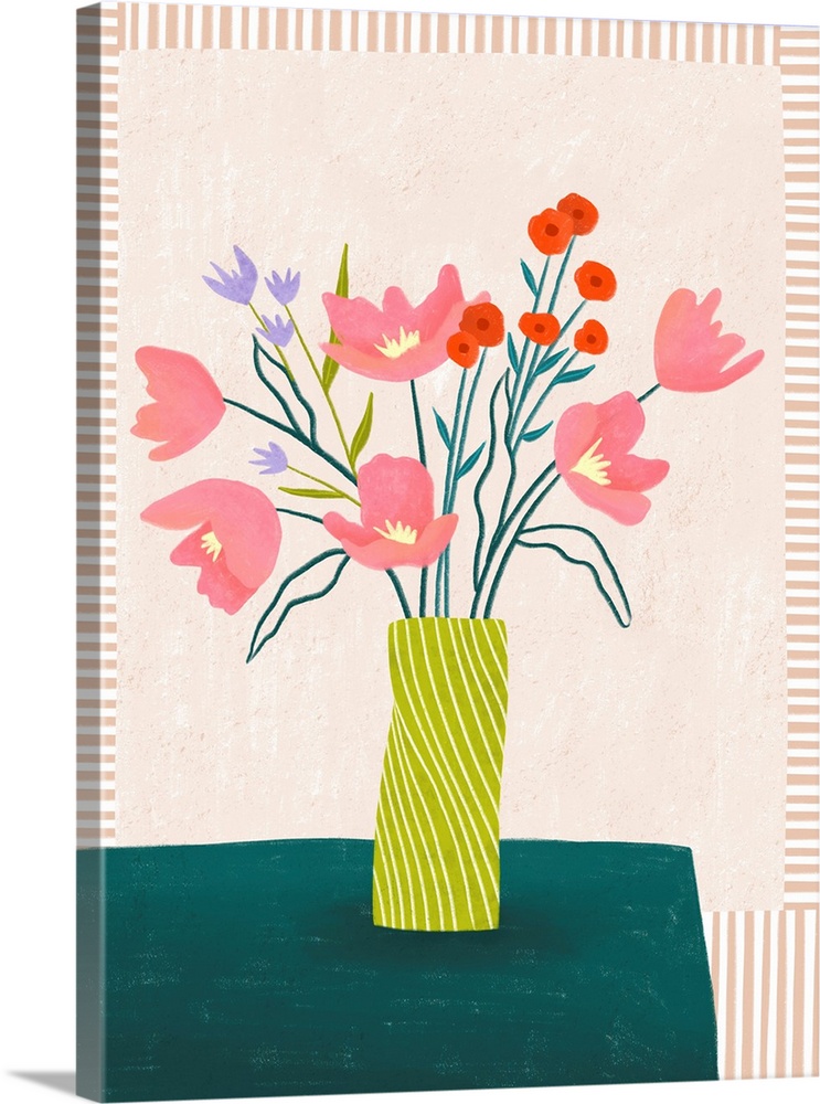 Colorful Blossoms In Stripes