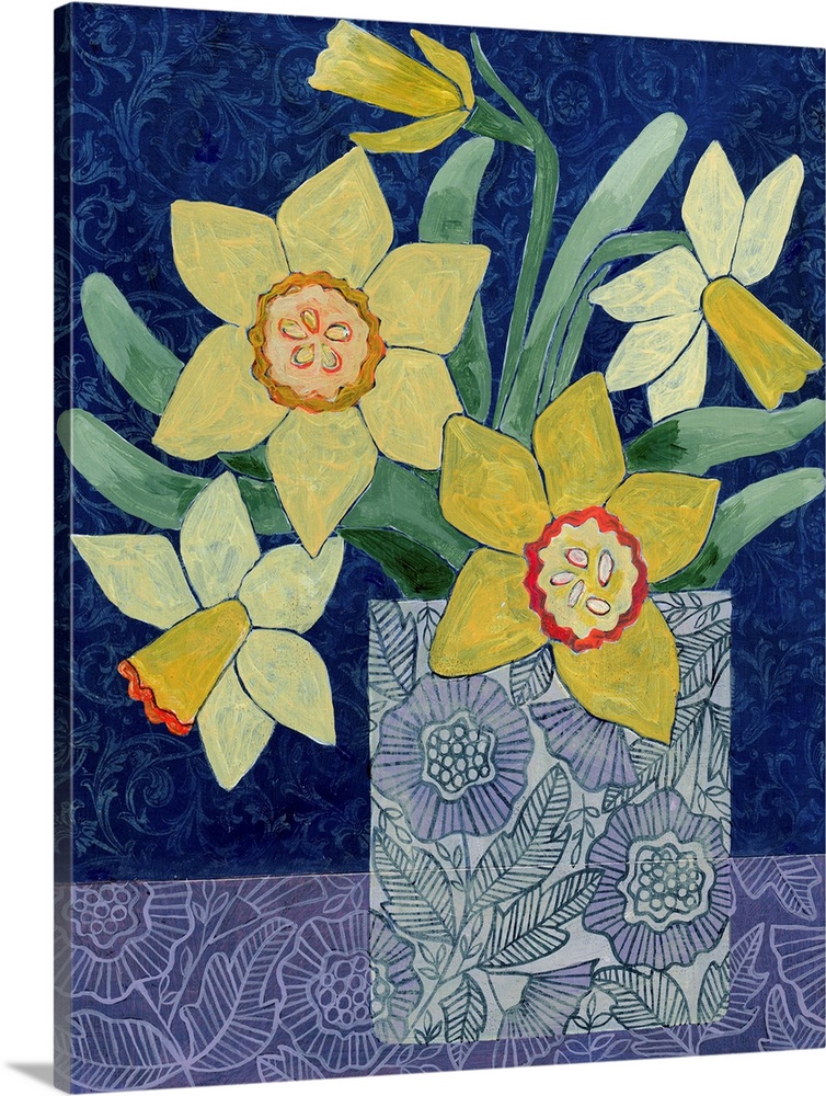Daffodils In A Patterned Vase