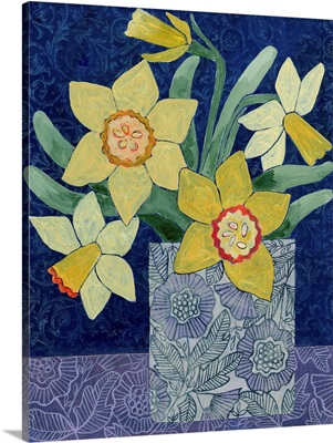 Daffodils In A Patterned Vase