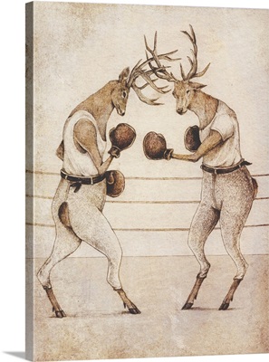 Deer Fight Vintage Style