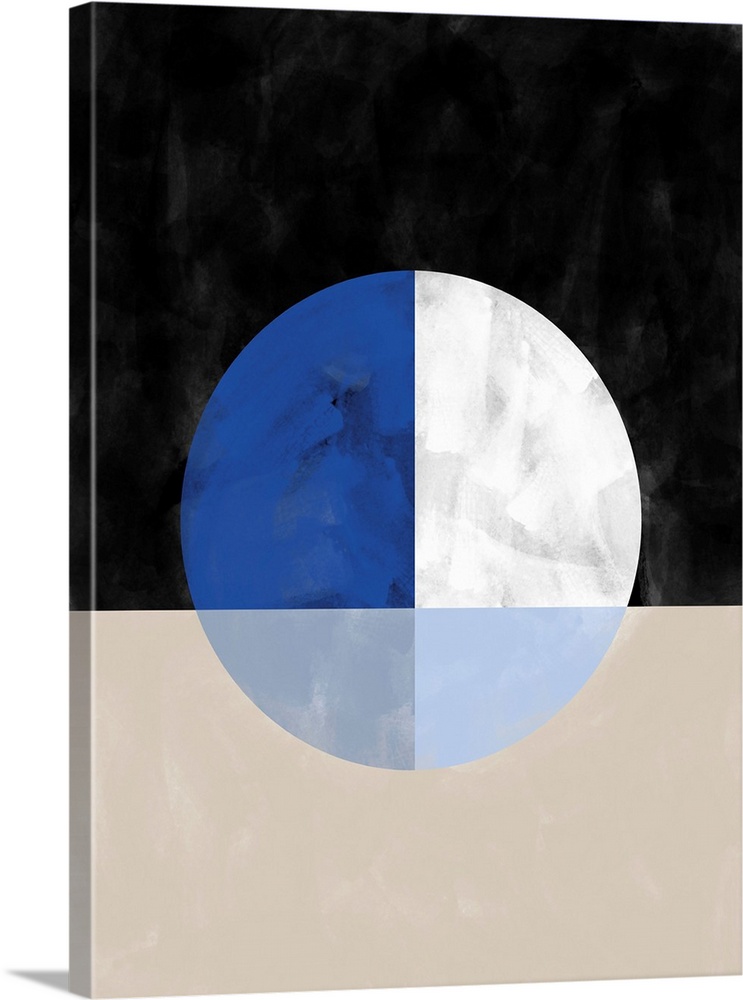 Dissected Circle With Blue And White Quadrants