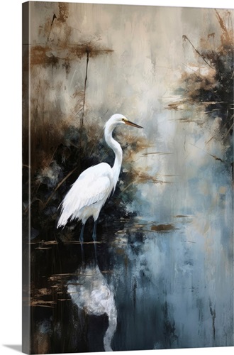 Egret In Lake | Great Big Canvas