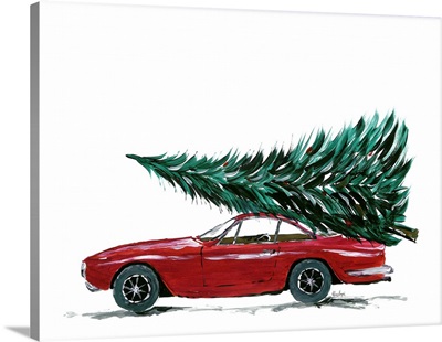 Eighties Car Carrying A Christmas Tree
