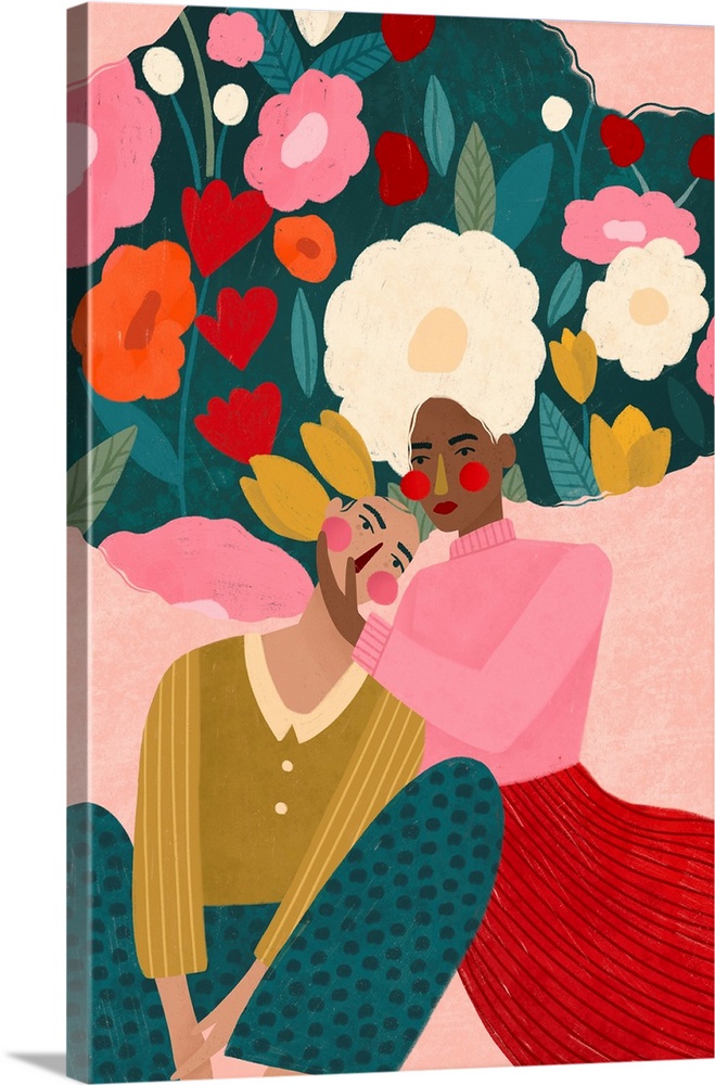 Embracing Couple In Floral Embrace