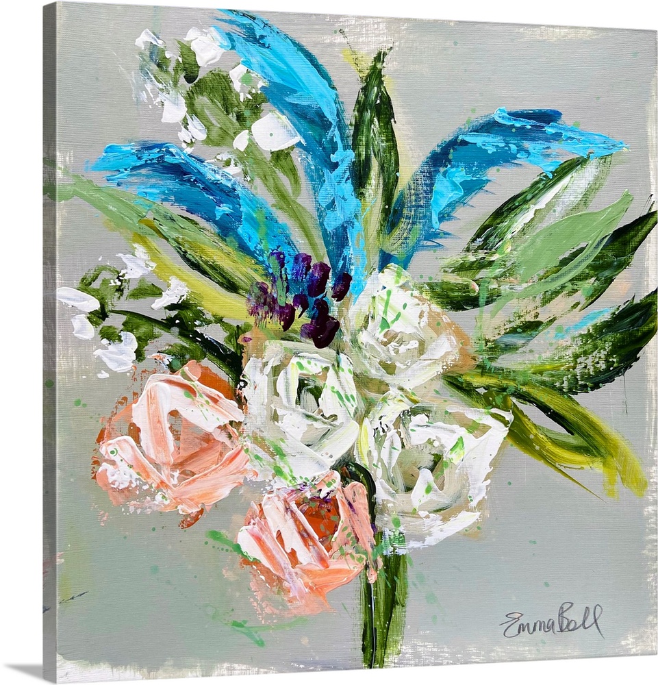 Floral Bouquet In Blue And Orange