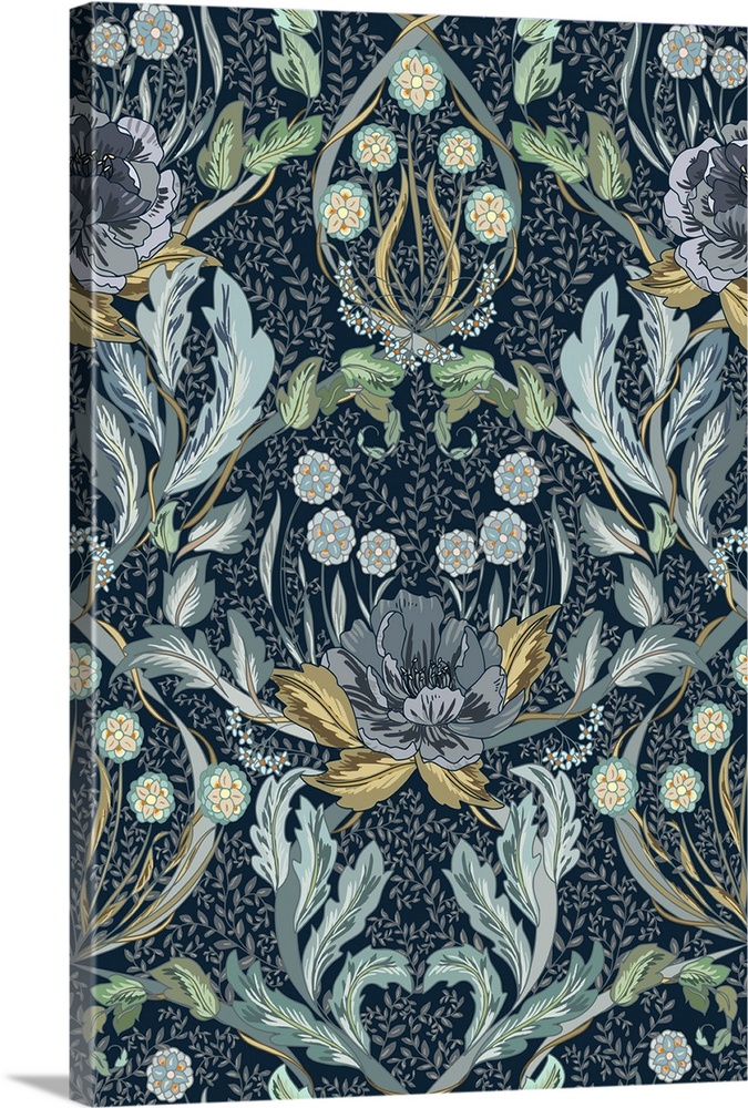 Floral Heritage Morris Moonshine Blue Pattern