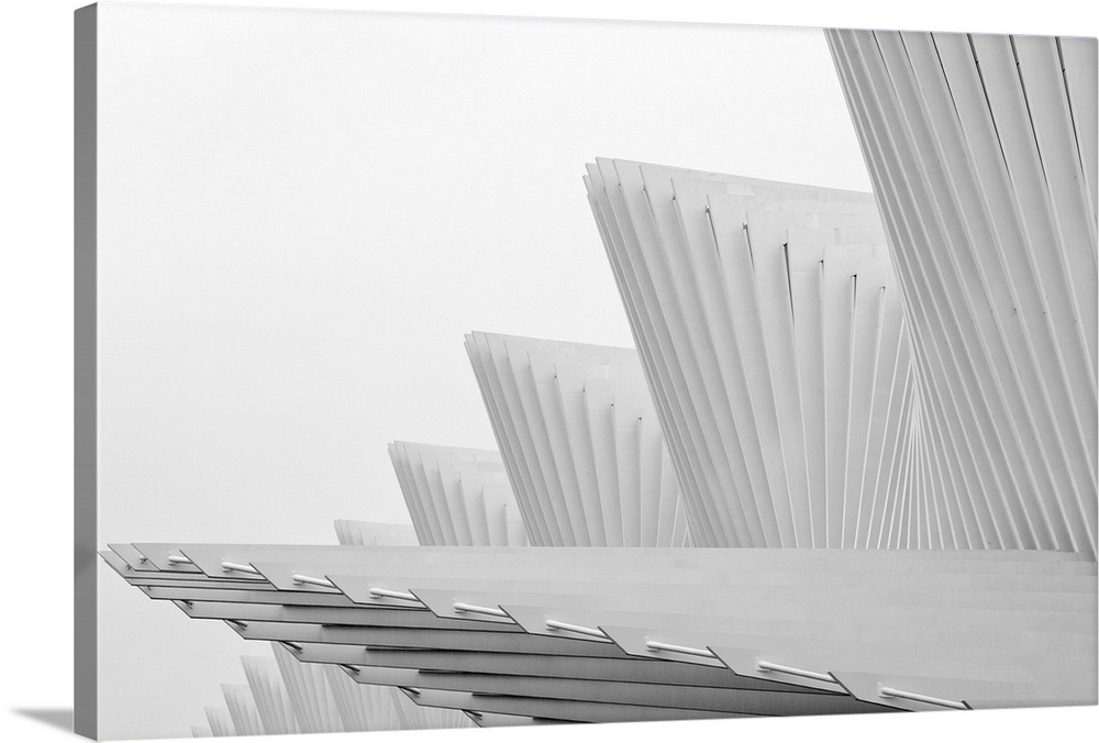 Interesting abstract architecture against a foggy white background.