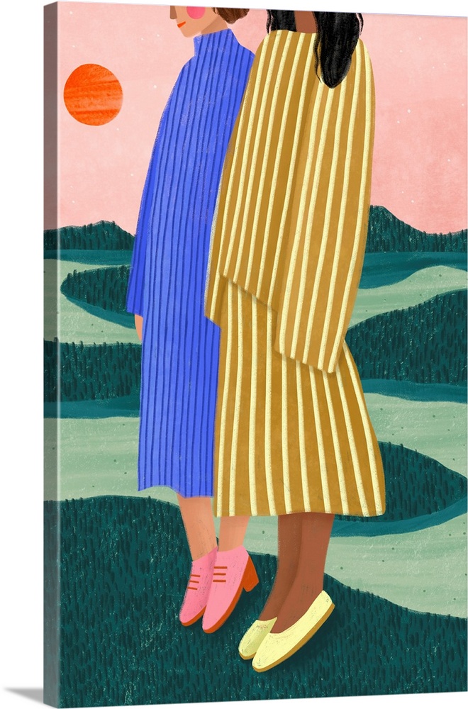 Friends With Striped Dresses