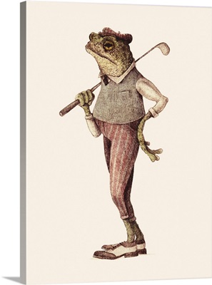 Frog In Vintage Golf Attire