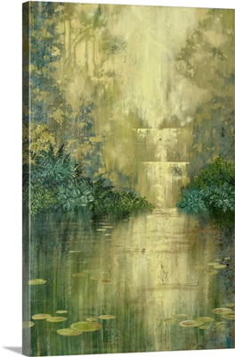 Green Pond By The Waterfall