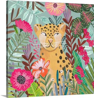 Leopard In Floral Jungle