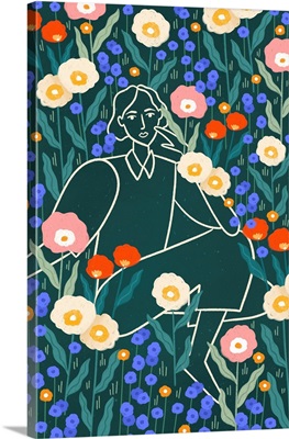 Line Lady With Florals