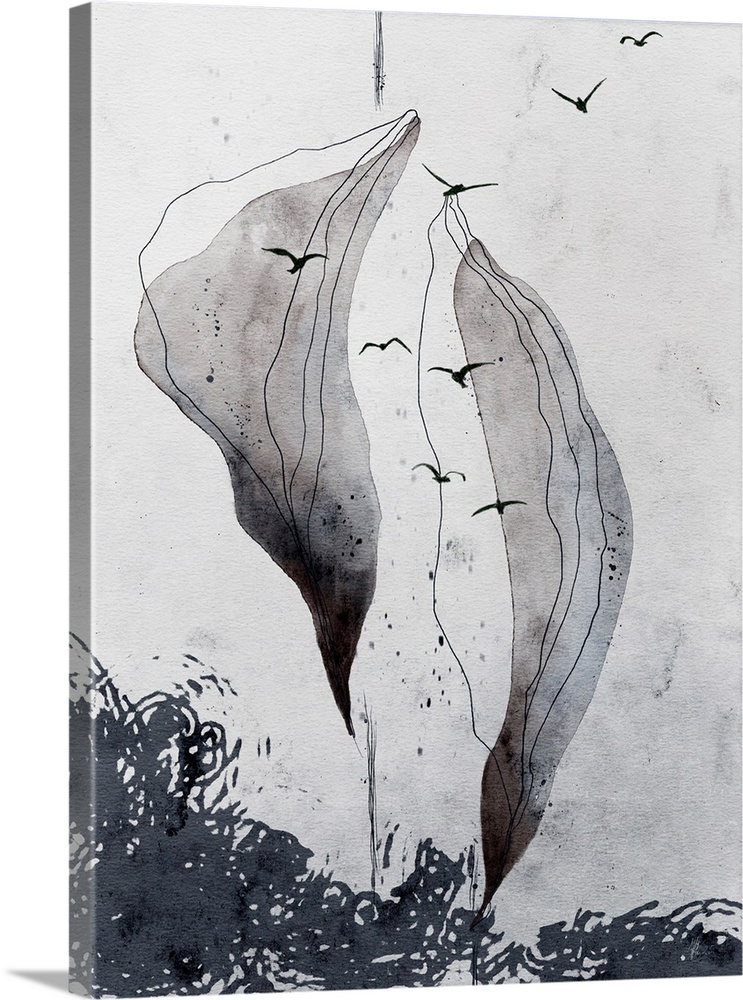 Minimalist Shapes With Birds In Flight