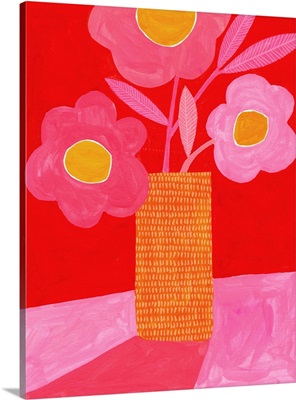 Modern Daisy In Pink And Red