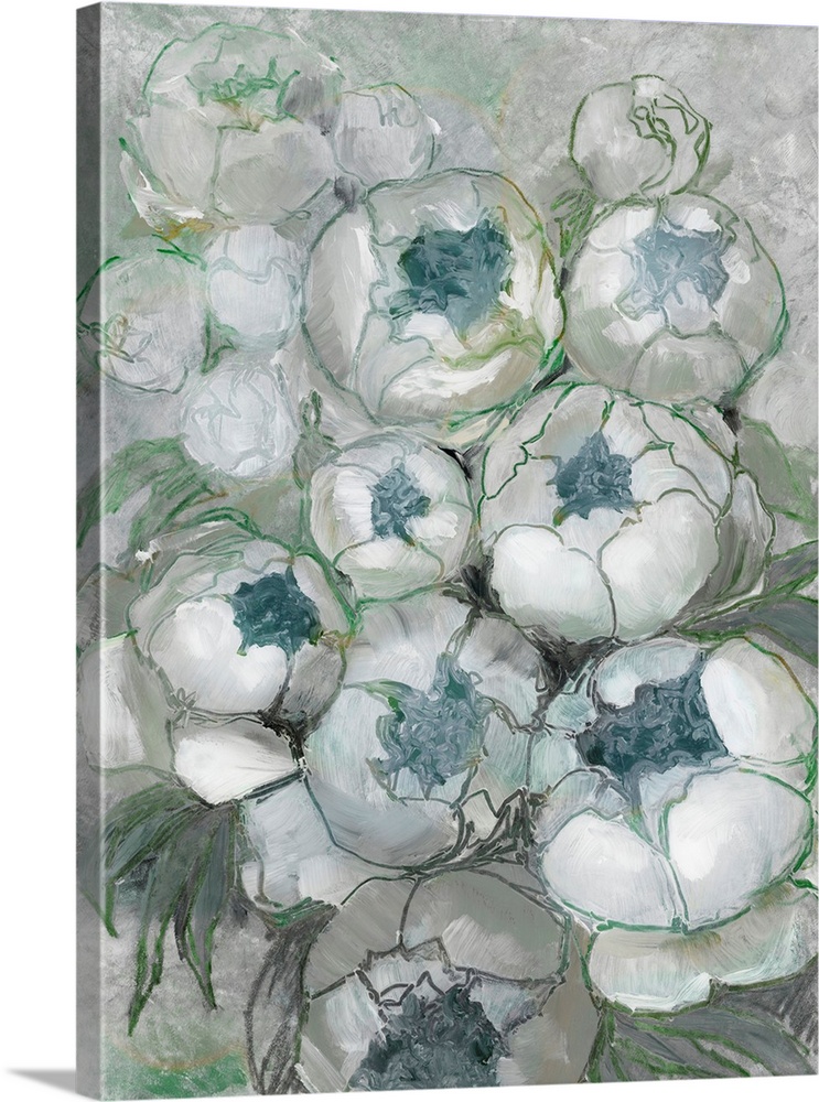 Nuria Bouquet Of Peonies In Teal And Green