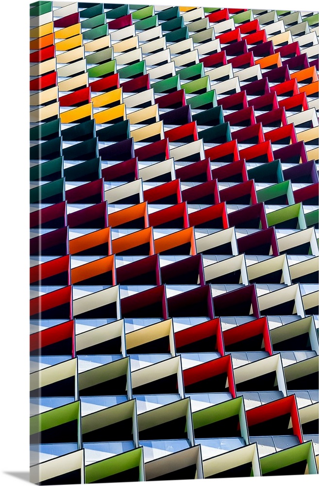 Multicolored architectural design, creating an abstract image.