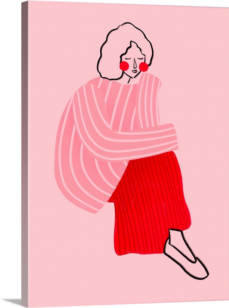 Pink And Red Line Lady