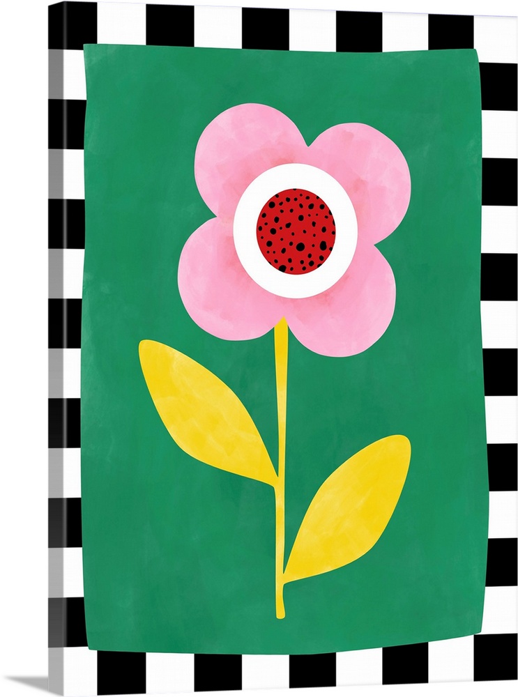 Pink Flower With Yellow Leaves