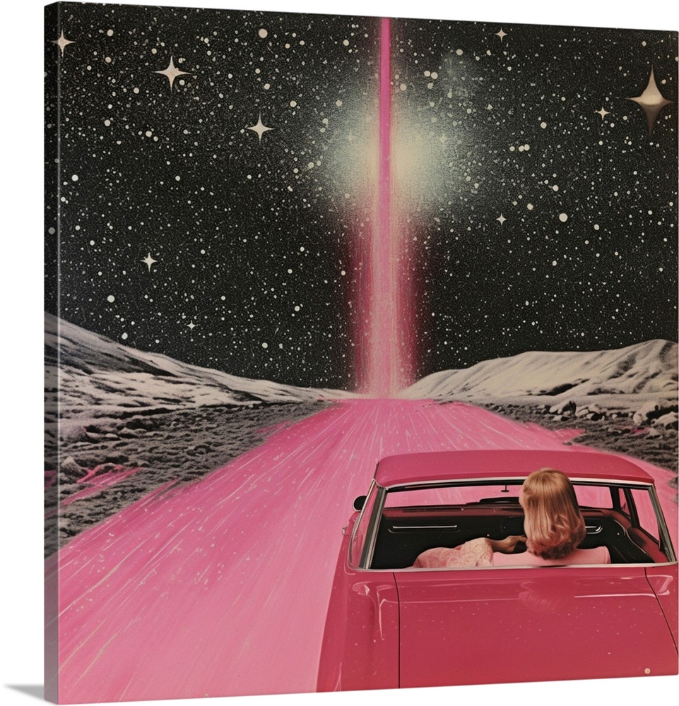 Pink Vintage Car In Space 3