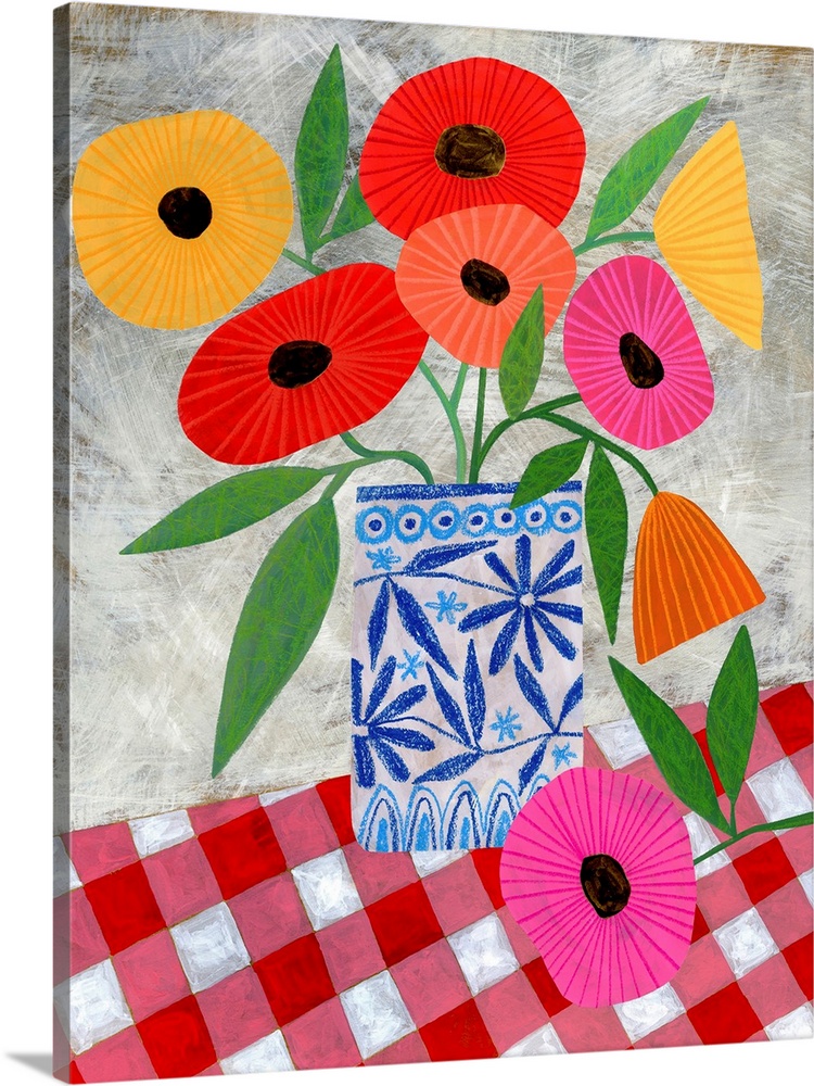 Poppies In A Patterned Vase