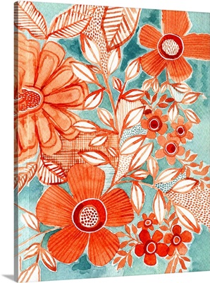 Red Daisies With Aqua