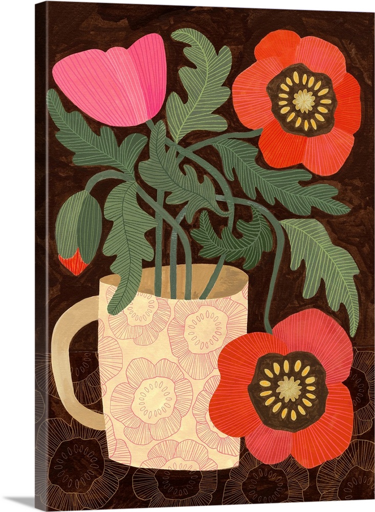 Red Poppies In A Mug