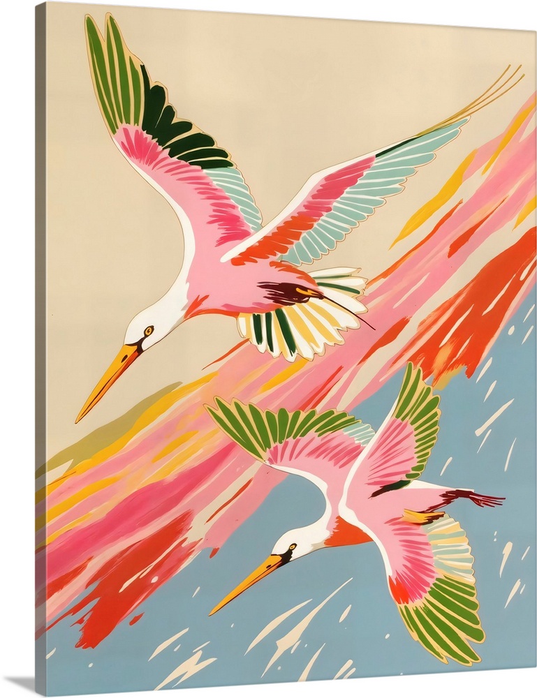 Roseate Spoonbills Sky Ballet