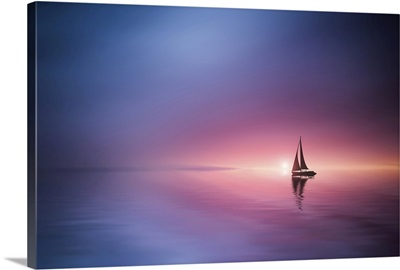Sailing Across The Lake Toward The Sunset