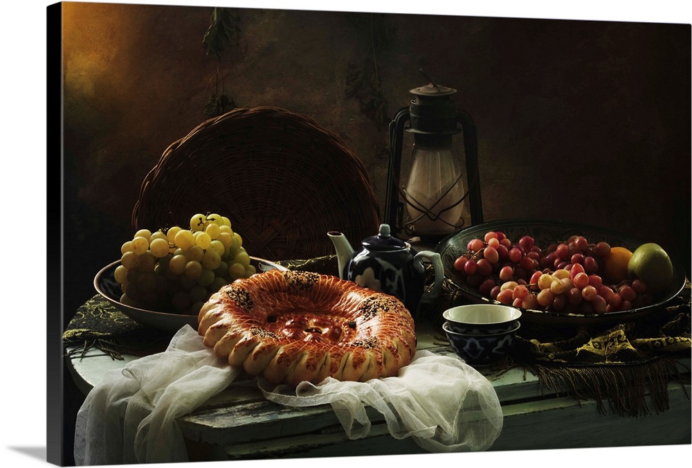 Stilllife With Cake and Grapes