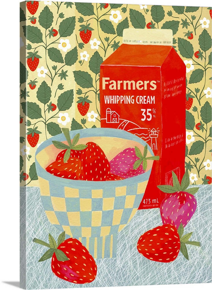 Strawberries In A Checkered Bowl