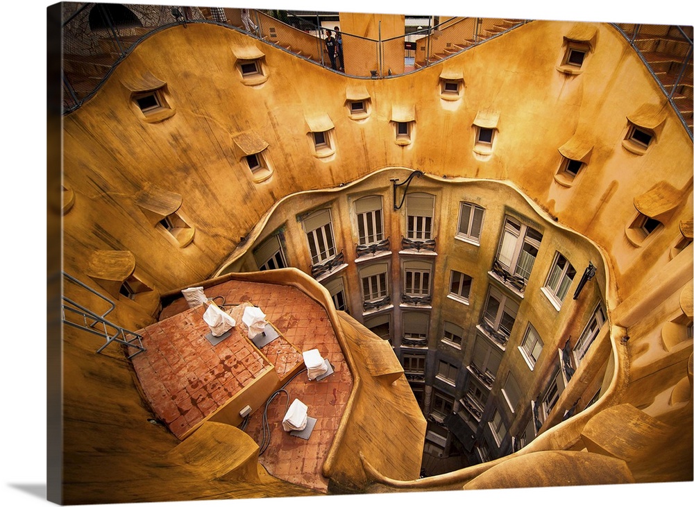 Inside architecture of Casa Mila "La Pedrera," built by Antoni Gaudi.