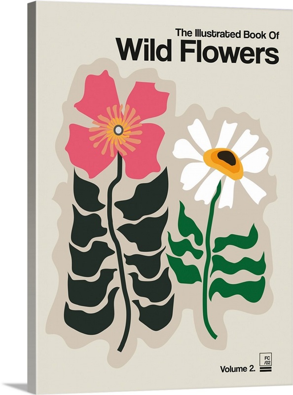 The Illustrated Book Of Wild Flowers Vol. 2 Grey Wall Art, Canvas
