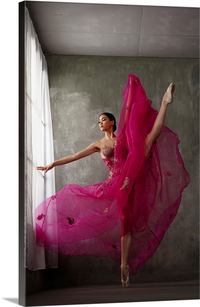 The Pose Of Red Gown Ballerina