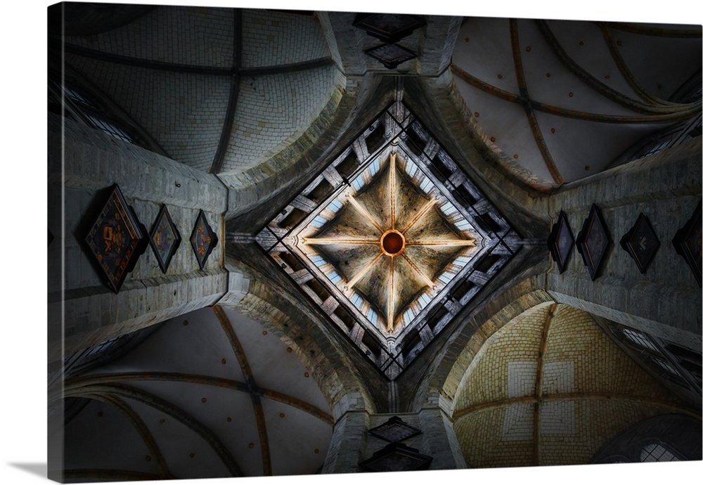 Interesting architectural shape in the ceiling of the St. Nicholas Cathedral in Ghent, Belgium.