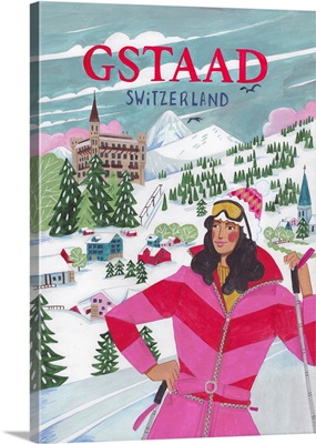 Travel Woman In Gstaad, Switzerland