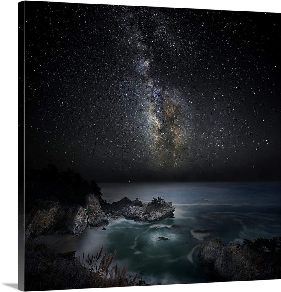Stars of the Milky Way seen in the sky above Big Sur on the California Coast.