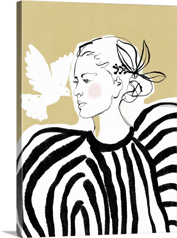 Woman Profile With A Zebra Stripe Pattern