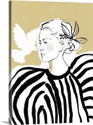 Woman Profile With A Zebra Stripe Pattern