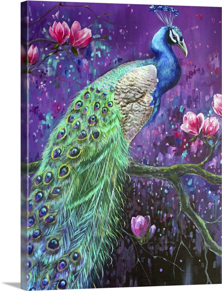 Art Print Home Decor Wall Art Poster C A Green And Purple Peacock 