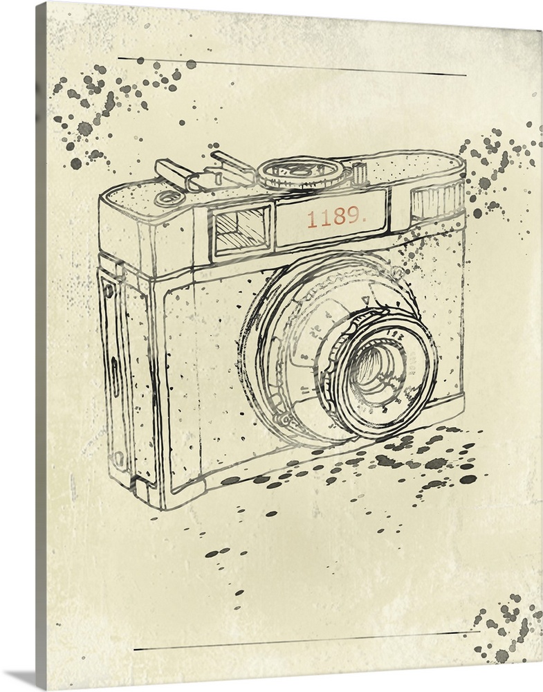 Contemporary drawing of a camera in a quarter turned view.