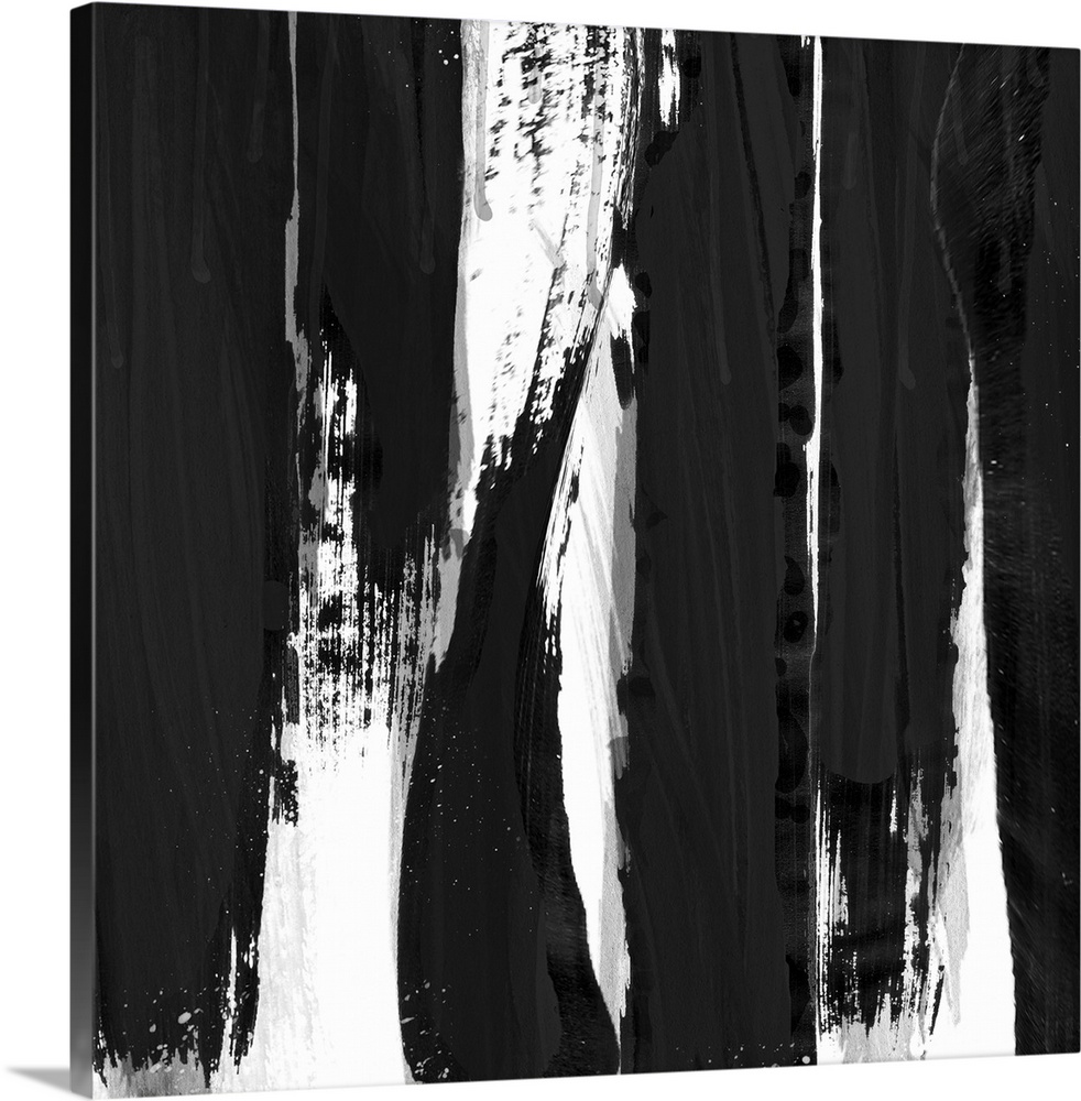 Abstract painting with bold vertical streaks.